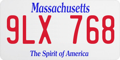 MA license plate 9LX768