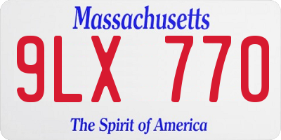 MA license plate 9LX770