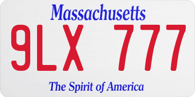 MA license plate 9LX777