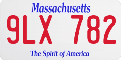 MA license plate 9LX782