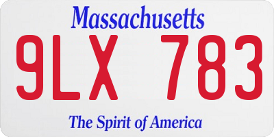 MA license plate 9LX783