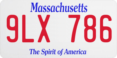 MA license plate 9LX786