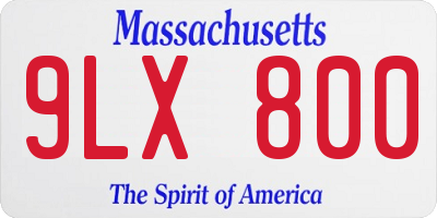 MA license plate 9LX800