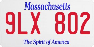 MA license plate 9LX802