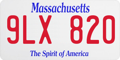 MA license plate 9LX820