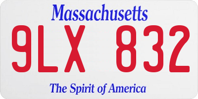 MA license plate 9LX832