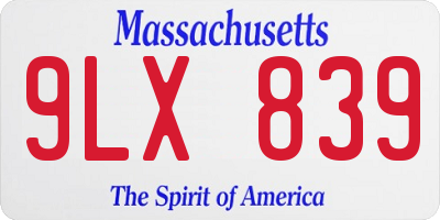 MA license plate 9LX839