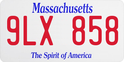 MA license plate 9LX858