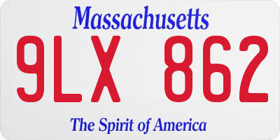 MA license plate 9LX862