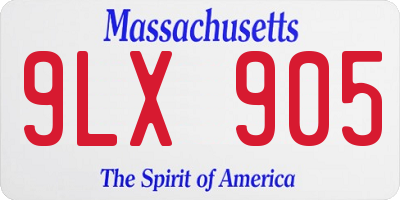 MA license plate 9LX905
