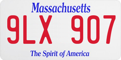 MA license plate 9LX907