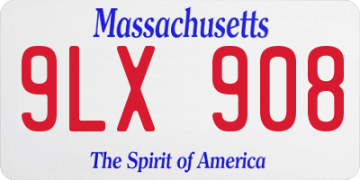 MA license plate 9LX908