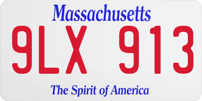 MA license plate 9LX913