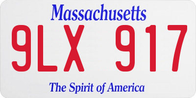 MA license plate 9LX917