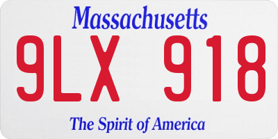 MA license plate 9LX918