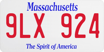 MA license plate 9LX924