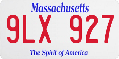 MA license plate 9LX927