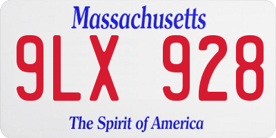 MA license plate 9LX928