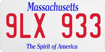 MA license plate 9LX933