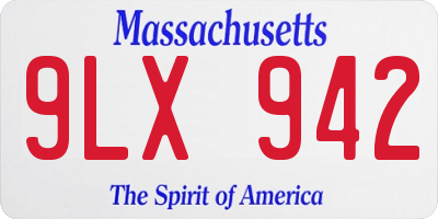 MA license plate 9LX942