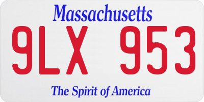 MA license plate 9LX953