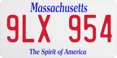 MA license plate 9LX954