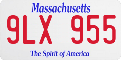 MA license plate 9LX955