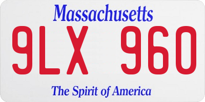 MA license plate 9LX960