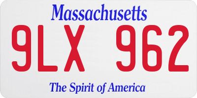 MA license plate 9LX962