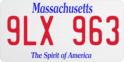 MA license plate 9LX963
