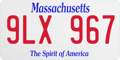 MA license plate 9LX967