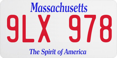 MA license plate 9LX978