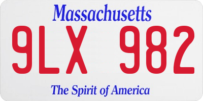 MA license plate 9LX982