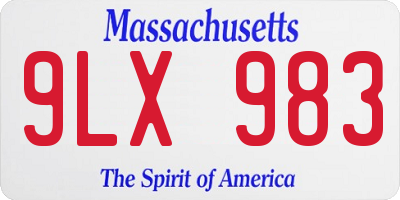 MA license plate 9LX983