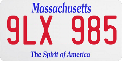 MA license plate 9LX985