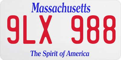 MA license plate 9LX988