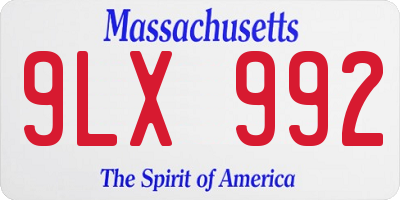 MA license plate 9LX992