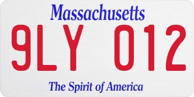 MA license plate 9LY012
