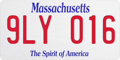 MA license plate 9LY016