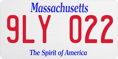 MA license plate 9LY022