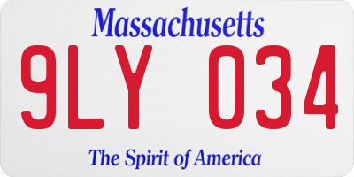 MA license plate 9LY034