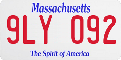 MA license plate 9LY092