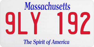MA license plate 9LY192