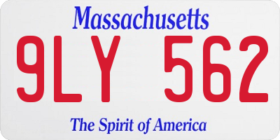 MA license plate 9LY562