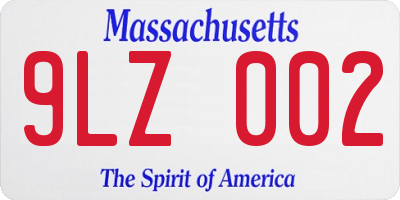 MA license plate 9LZ002