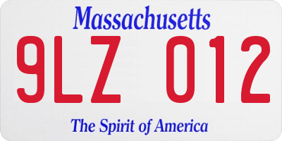 MA license plate 9LZ012