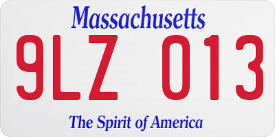 MA license plate 9LZ013