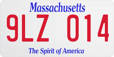 MA license plate 9LZ014