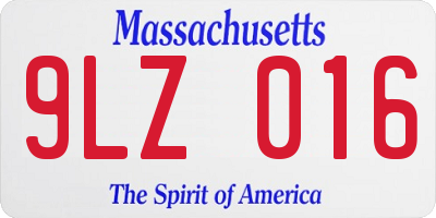 MA license plate 9LZ016