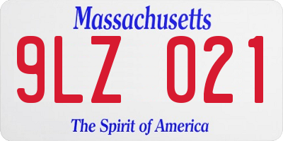 MA license plate 9LZ021
